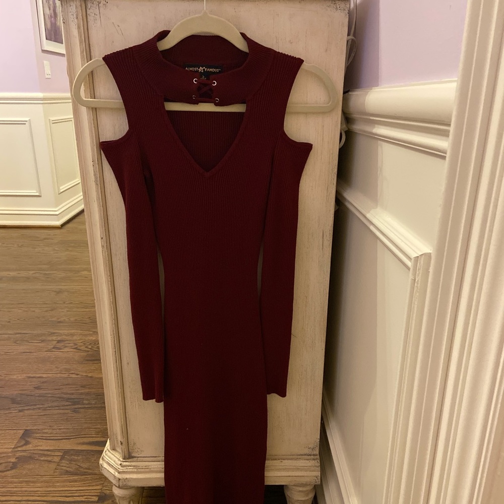Cold Shoulder Ribbed Dress